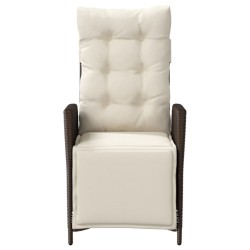 Chaise inclinable de jardin repose-pied marron résine tressée 556954556954