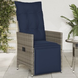 Chaise de jardin inclinable avec coussins en résine tressée grise 557033557033