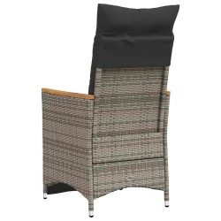 Chaises inclinables de jardin lot de 2 et coussins gris rotin 557034557034