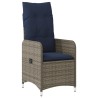 Chaise de jardin inclinable avec coussins en résine tressée grise 557047557047
