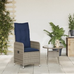 Chaise de jardin inclinable avec coussins en résine tressée grise 557047557047