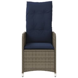 Chaise de jardin inclinable avec coussins en résine tressée grise 557047557047