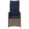 Chaise de jardin inclinable avec coussins en résine tressée grise 557047557047