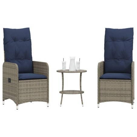 Lot de 2 chaises de jardin inclinables avec Table en résine tressée grise 557048557048