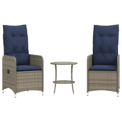 Lot de 2 chaises de jardin inclinables avec Table en résine tressée grise 557048557048