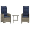 Lot de 2 chaises de jardin inclinables avec Table en résine tressée grise 557048557048