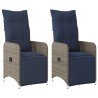 Lot de 2 chaises de jardin inclinables avec coussins en résine tressée grise 557049557049