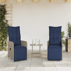 Lot de 2 chaises de jardin inclinables avec coussins en résine tressée grise 557049557049