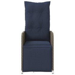 Lot de 2 chaises de jardin inclinables avec coussins en résine tressée grise 557049557049