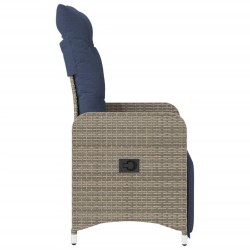 Lot de 2 chaises de jardin inclinables avec coussins en résine tressée grise 557049557049
