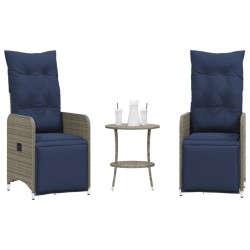 Lot de 2 chaises de jardin inclinables avec Table en résine tressée grise 557052557052