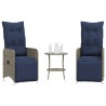 Lot de 2 chaises de jardin inclinables avec Table en résine tressée grise 557052557052