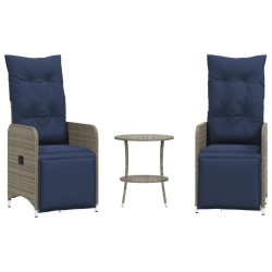 Lot de 2 chaises de jardin inclinables avec Table en résine tressée grise 557052557052