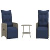 Lot de 2 chaises de jardin inclinables avec Table en résine tressée grise 557052557052