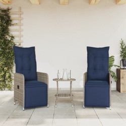 Lot de 2 chaises de jardin inclinables avec Table en résine tressée grise 557052557052