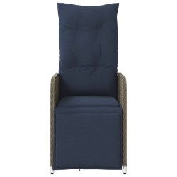 Lot de 2 chaises de jardin inclinables avec Table en résine tressée grise 557052557052