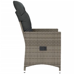 Chaises inclinables de jardin lot de 2 et coussins gris rotin 557055557055