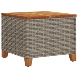 Table de jardin gris 45x45x37 cm résine tressée et bois acacia 557070557070