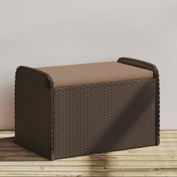 Banc de rangement et coussin marron 80x51x52 cm résine tressée 557079557079