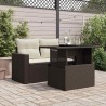 Table de jardin dessus en verre marron 100x55x73 cm poly rotin 557085557085