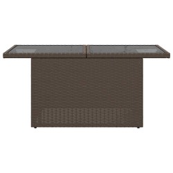 Table de jardin dessus en verre marron 100x55x73 cm poly rotin 557085557085