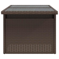 Table de jardin dessus en verre marron 100x55x73 cm poly rotin 557085557085