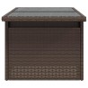 Table de jardin dessus en verre marron 100x55x73 cm poly rotin 557085557085