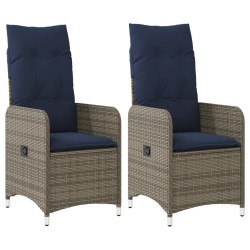 Lot de 2 chaises de jardin inclinables avec coussins en résine tressée grise 557086557086