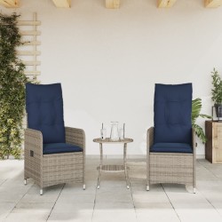 Lot de 2 chaises de jardin inclinables avec coussins en résine tressée grise 557086557086
