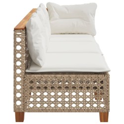 Canapé de jardin avec coussins 3 places beige résine tressée 557090557090