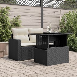Table de jardin dessus en verre noir 100x55x73cm résine tressée 557091557091