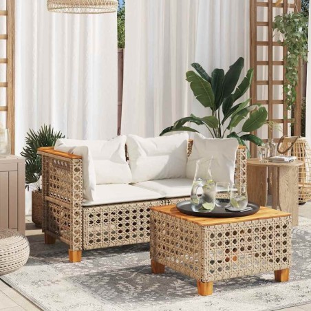 Canapés d'angle de jardin et coussins 2pcs beige résine tressée 557099557099