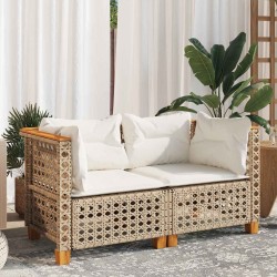 Canapés d'angle de jardin et coussins 2pcs beige résine tressée 557099557099