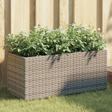 Jardinière avec 2 pots gris 72x30x32 cm résine tressée 557100557100