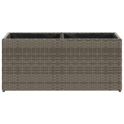 Jardinière avec 2 pots gris 72x30x32 cm résine tressée 557100557100