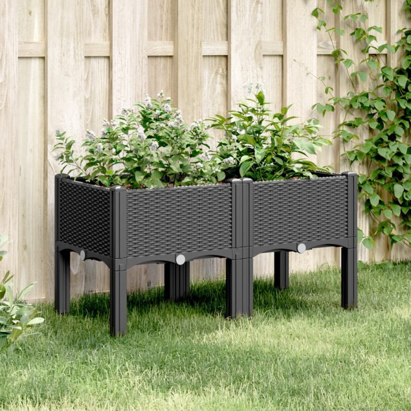 Jardinière avec pieds noir 80x40x42 cm PP 557101557101