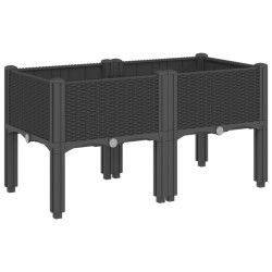 Jardinière avec pieds noir 80x40x42 cm PP 557101557101