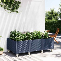 Jardinière à roulettes bleu gris 150x80x54 cm PP 557105557105