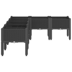 Jardinière avec pieds noir 160x120x42 cm PP 557111557111