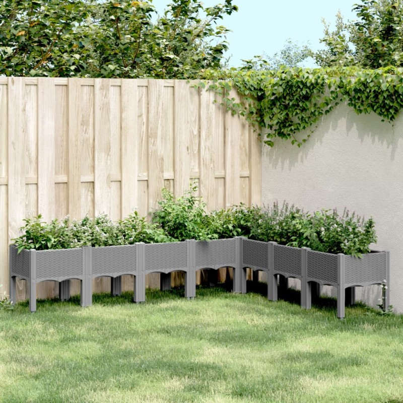 Jardinière avec pieds gris clair 200x160x42 cm PP 557114557114