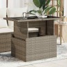Table de jardin dessus en verre gris 100x55x73cm résine tressée 557124557124