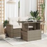 Table de jardin dessus en verre gris 100x55x73cm résine tressée 557124557124