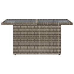 Table de jardin dessus en verre gris 100x55x73cm résine tressée 557124557124