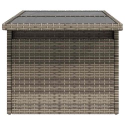 Table de jardin dessus en verre gris 100x55x73cm résine tressée 557124557124