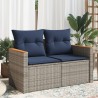 Canapé de jardin avec coussins 2 places en résine tressée grise 557142557142