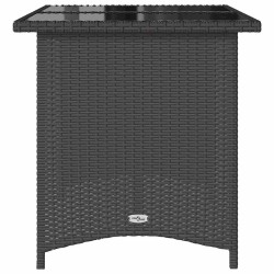 Table de jardin avec dessus en verre noir 110x68x70 poly rotin 557144557144
