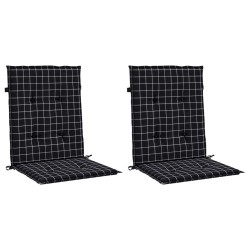 Coussins de chaise à dossier bas lot de 2 noir à carreaux tissu 557151557151