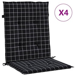 Coussins de chaise à dossier bas lot de 4 noir à carreaux tissu 557153557153