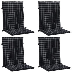 Coussins de chaise à dossier bas lot de 4 noir à carreaux tissu 557153557153