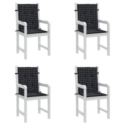 Coussins de chaise à dossier bas lot de 4 noir à carreaux tissu 557153557153